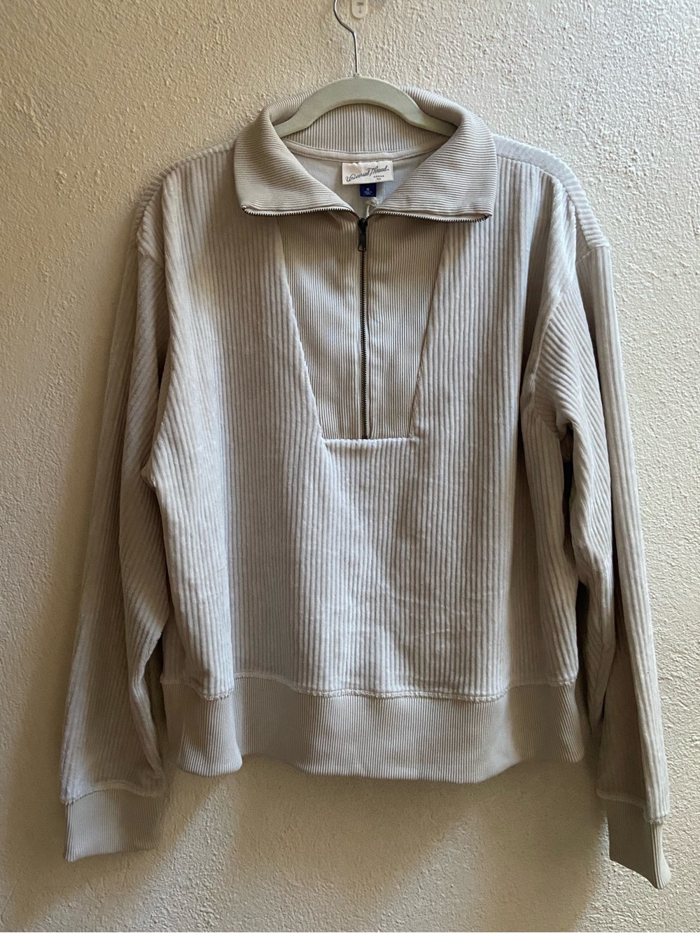 Universal Thread Goods Co. Light Gray Ribbed Half-Zip Sweater